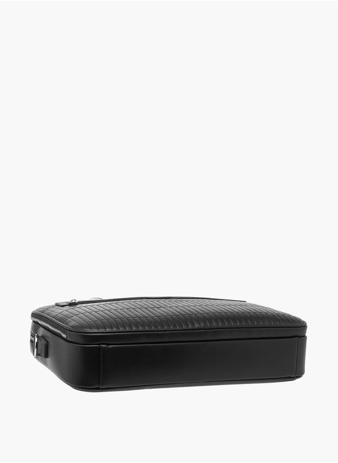 Men's Panelled Laptop Bag with Handles and Detachable Strap
