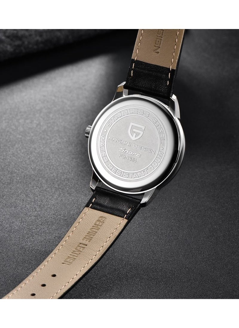 Mens Watch Waterproof Chronograph Date Watch for Men Leather Strap Quartz Movement Analog Watch Business Casual Gift for Men
