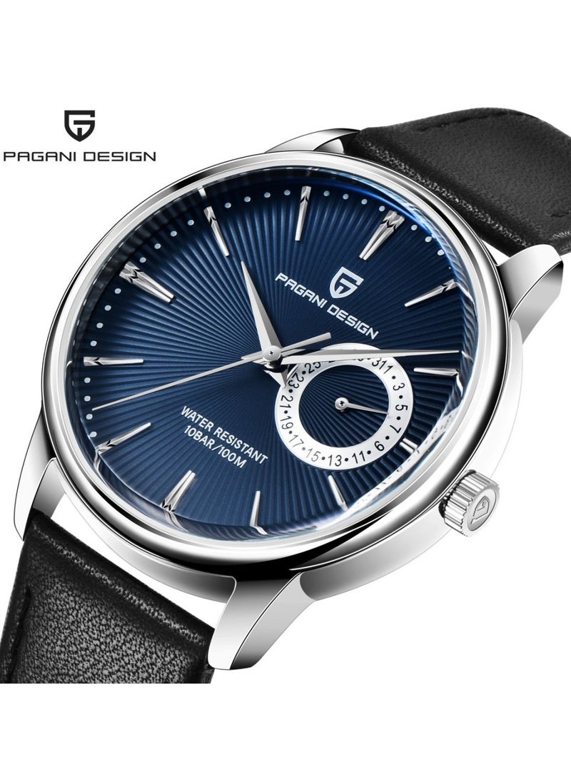 Mens Watch Waterproof Chronograph Date Watch for Men Leather Strap Quartz Movement Analog Watch Business Casual Gift for Men