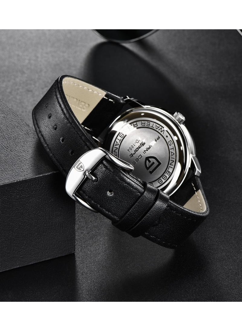 Mens Watch Waterproof Chronograph Date Watch for Men Leather Strap Quartz Movement Analog Watch Business Casual Gift for Men