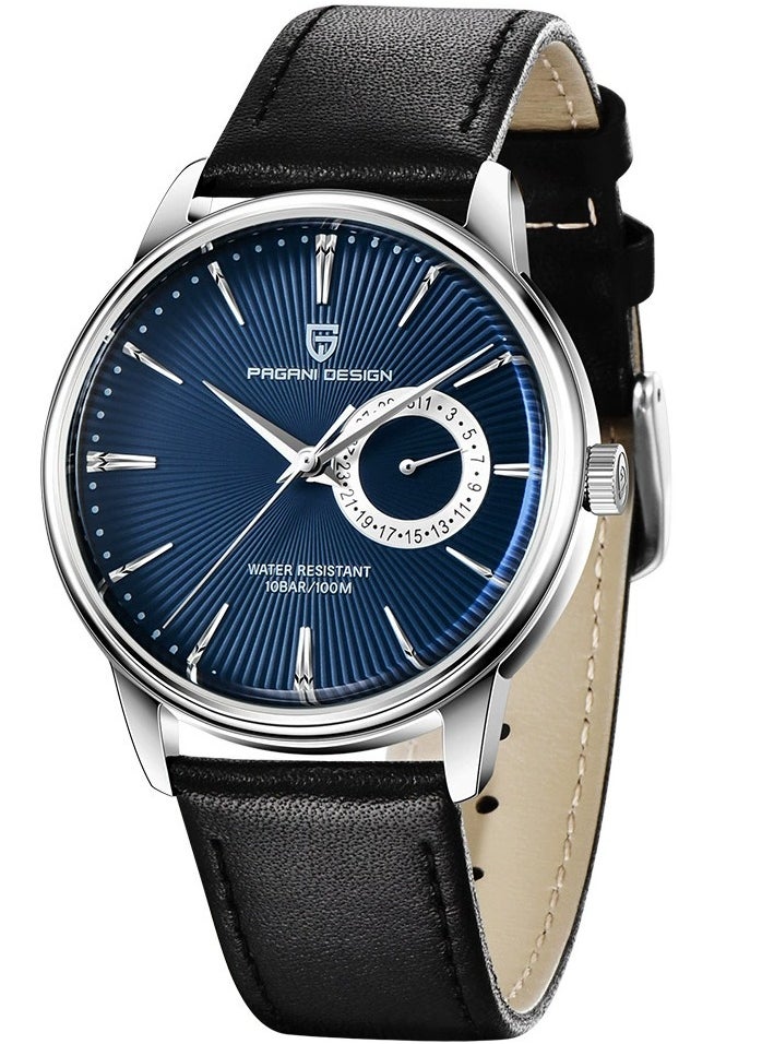 Mens Watch Waterproof Chronograph Date Watch for Men Leather Strap Quartz Movement Analog Watch Business Casual Gift for Men