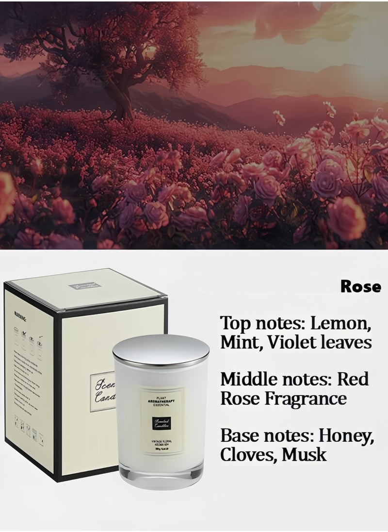 100% Natural Ingredients - Aromatherapy Candle (200g White Cup) Cultivation Atmosphere - Rose