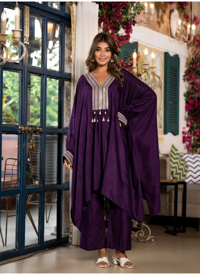 Solid Tassel Detail Kaftan Co-ord Set