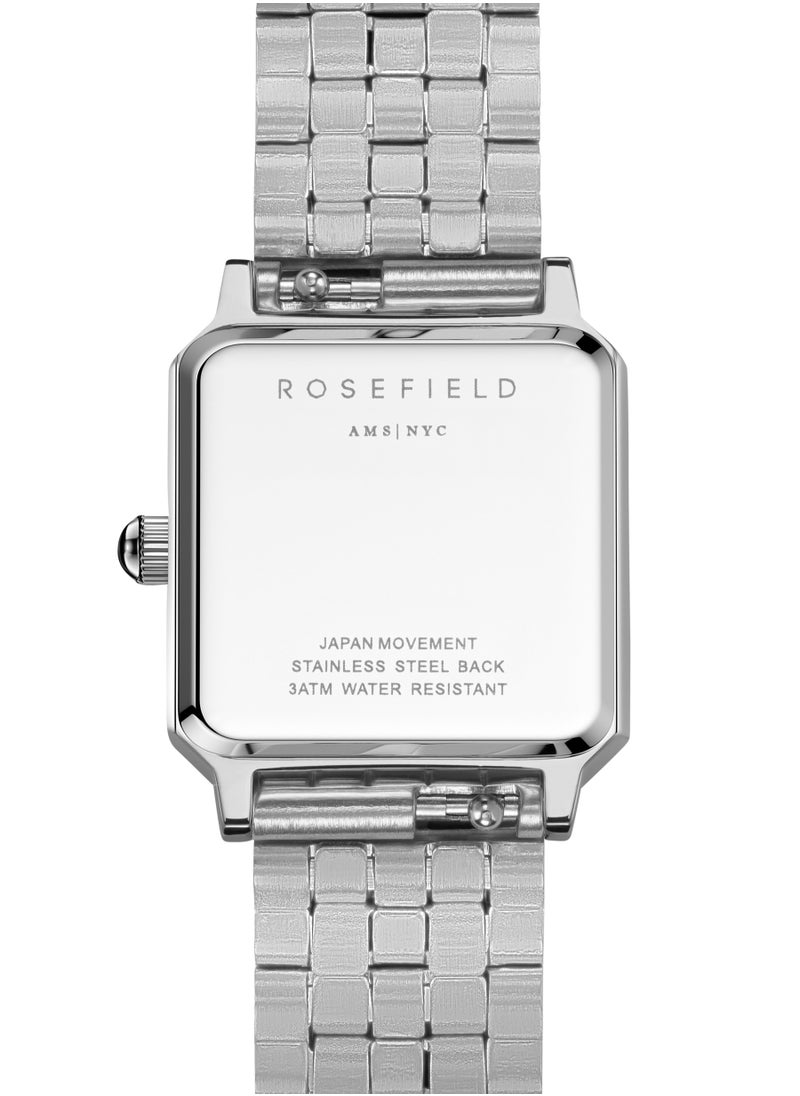 Rosefield The Boxelle White dial Silver Steel Strap Women Watch, BWSSS-B02