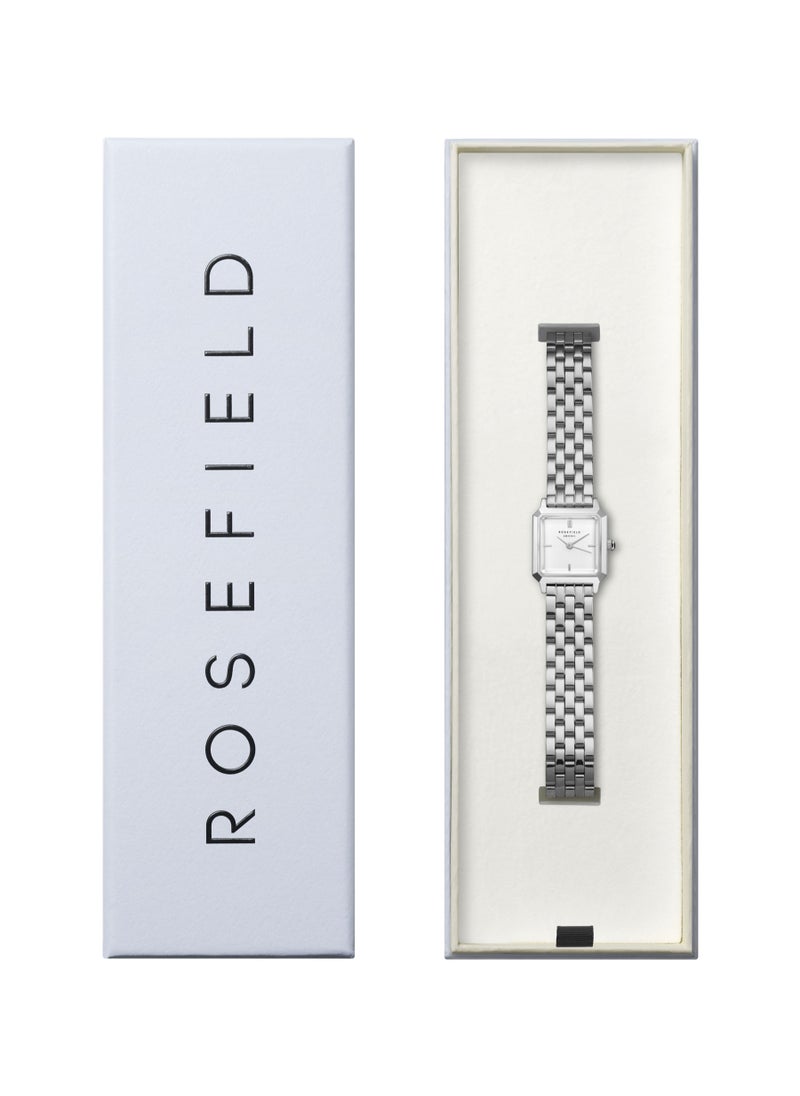 Rosefield The Boxelle White dial Silver Steel Strap Women Watch, BWSSS-B02