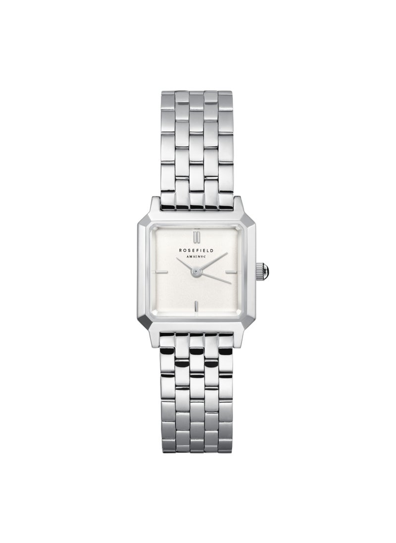 Rosefield The Boxelle White dial Silver Steel Strap Women Watch, BWSSS-B02