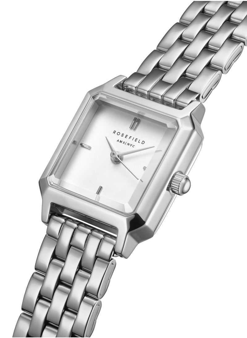 Rosefield The Boxelle White dial Silver Steel Strap Women Watch, BWSSS-B02