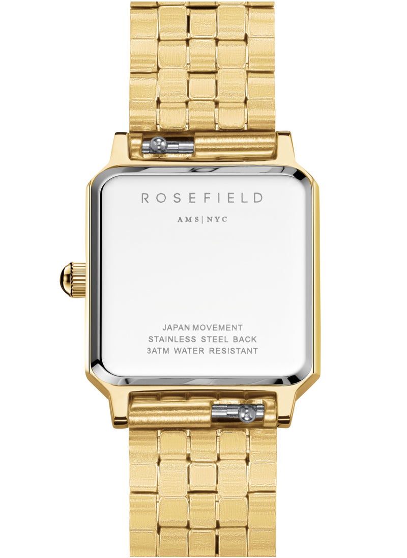 Rosefield The Boxelle White Dial Gold Steel Women Watch, BWGSG-B01