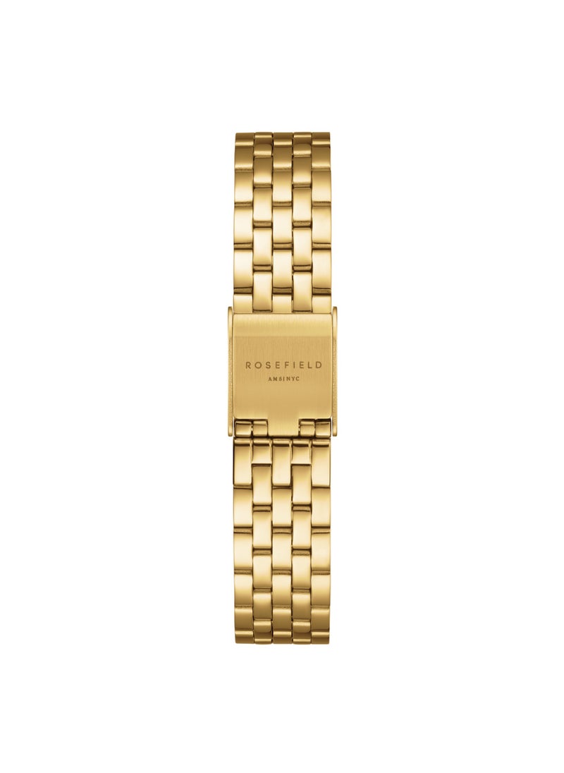 Rosefield The Boxelle White Dial Gold Steel Women Watch, BWGSG-B01