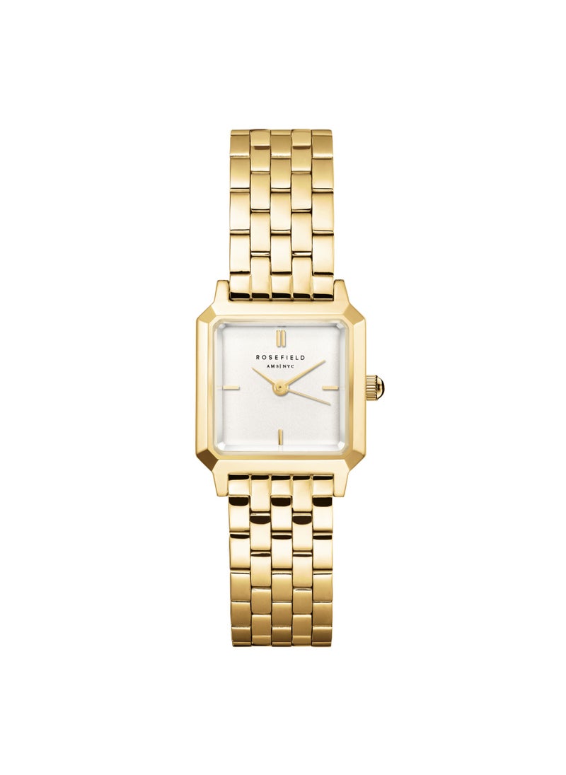 Rosefield The Boxelle White Dial Gold Steel Women Watch, BWGSG-B01