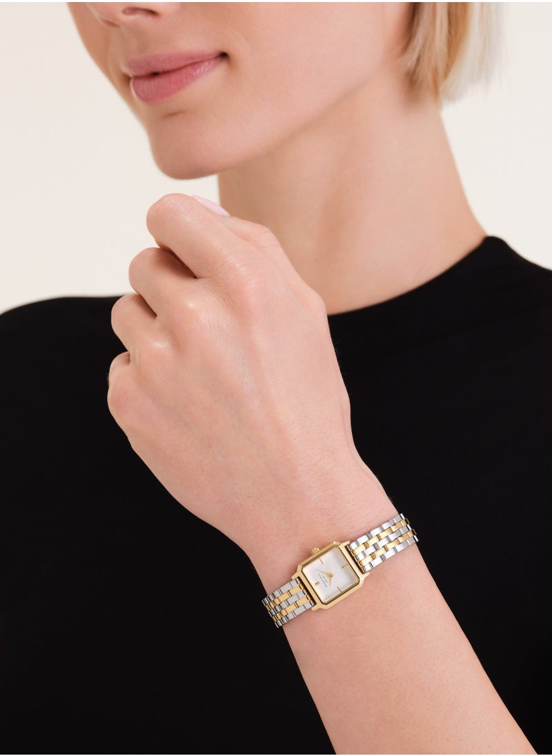 Rosefield The Boxelle Duotone, White Dial Steel Strap Women Watch, BWDSG-B03