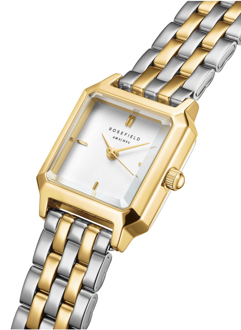 Rosefield The Boxelle Duotone, White Dial Steel Strap Women Watch, BWDSG-B03