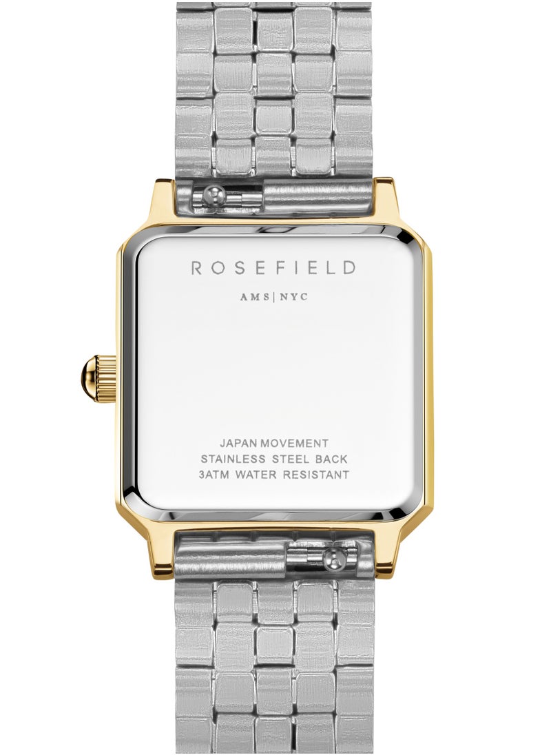 Rosefield The Boxelle Duotone, White Dial Steel Strap Women Watch, BWDSG-B03