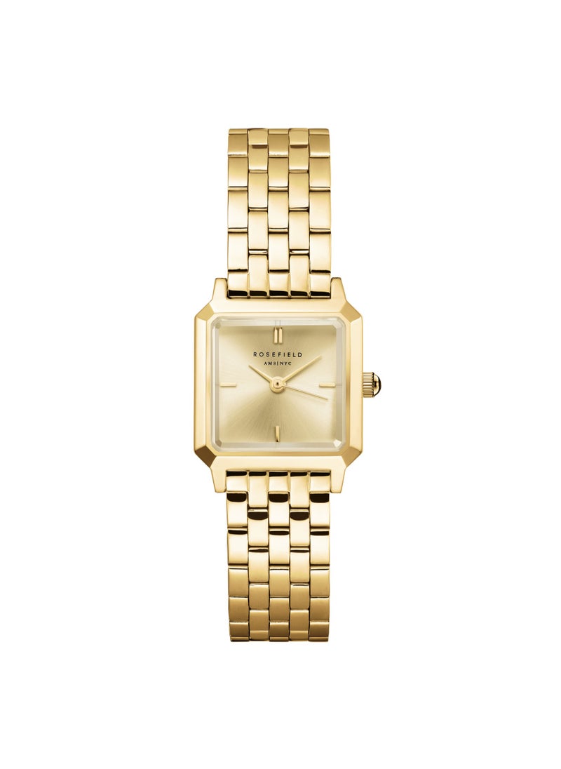 Rosefield The Boxelle Champagne dial Gold Steel Strap Women Watch, BCGSG-B04