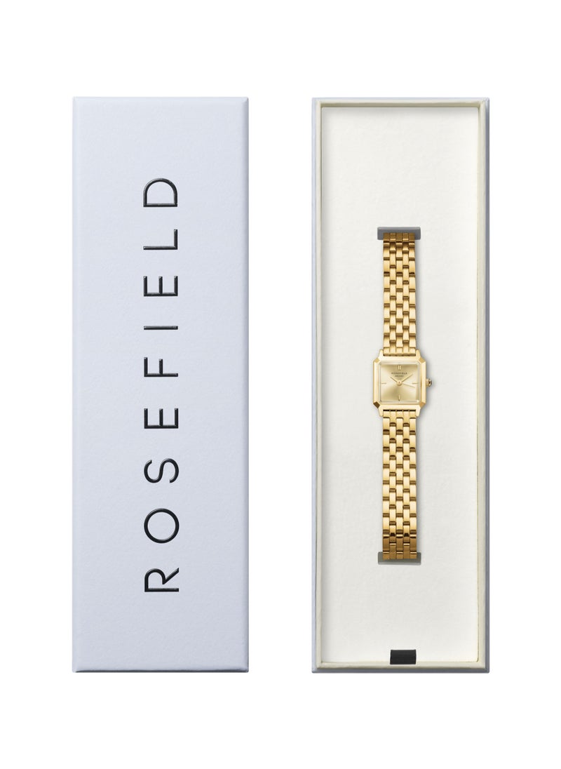 Rosefield The Boxelle Champagne dial Gold Steel Strap Women Watch, BCGSG-B04