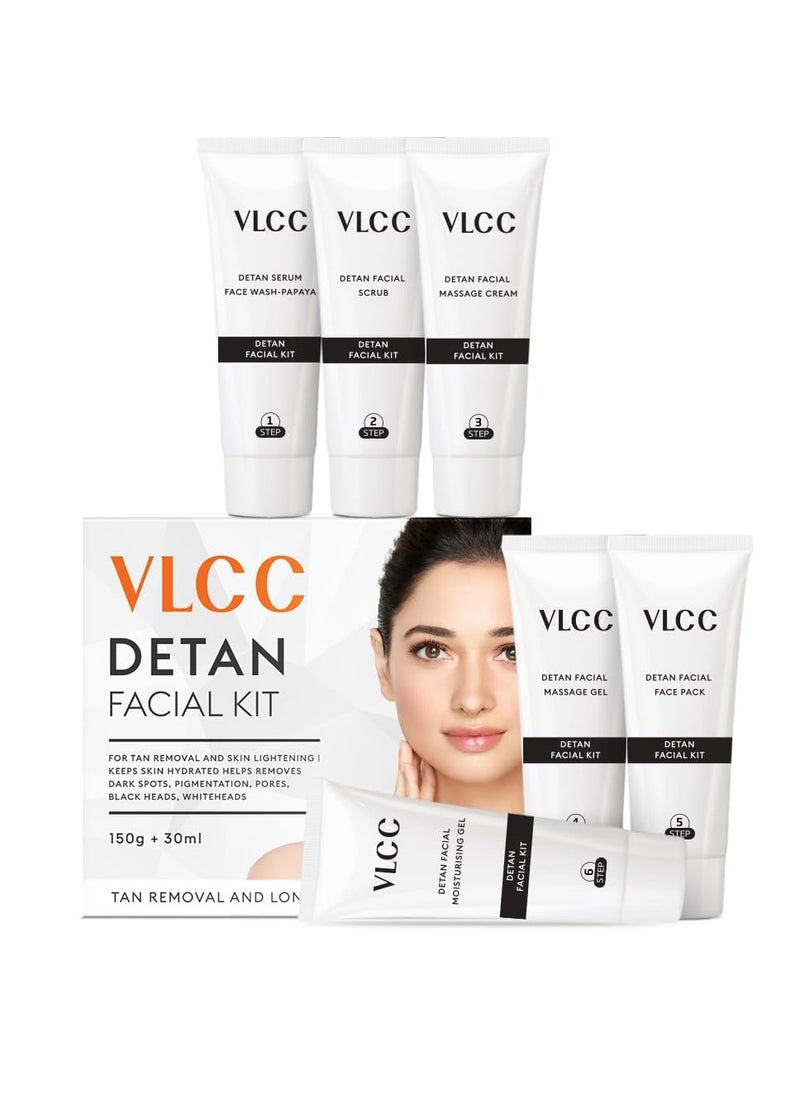 De-Tan Facial Kit - 180g (150g+30ml) | For Tan Removal | Hydrates, Helps Removes Dark Spots, Pigmentation, Pores, Blackheads & Whiteheads | With SPF 15+ Moisturizer