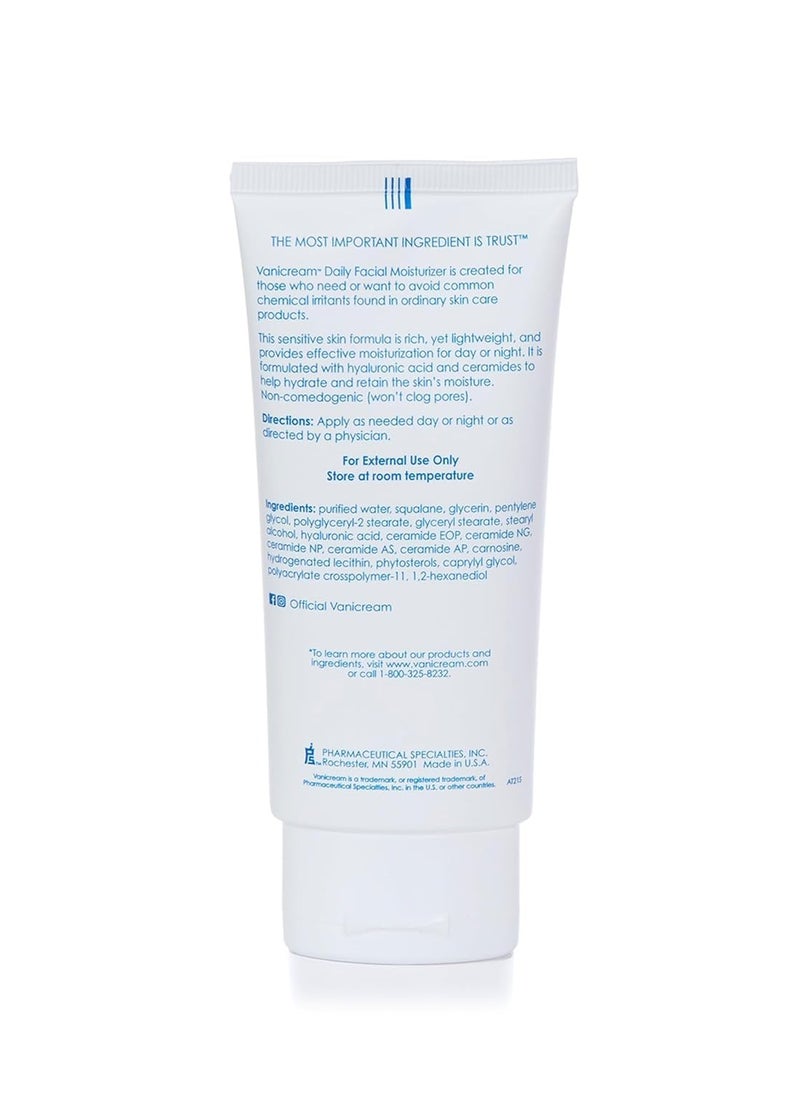 Vanicream Daily Facial Moisturizer With Ceramides and Hyaluronic Acid - Formulated Without Common Irritants for Those with Sensitive Skin, 3 fl oz (Pack of 2)