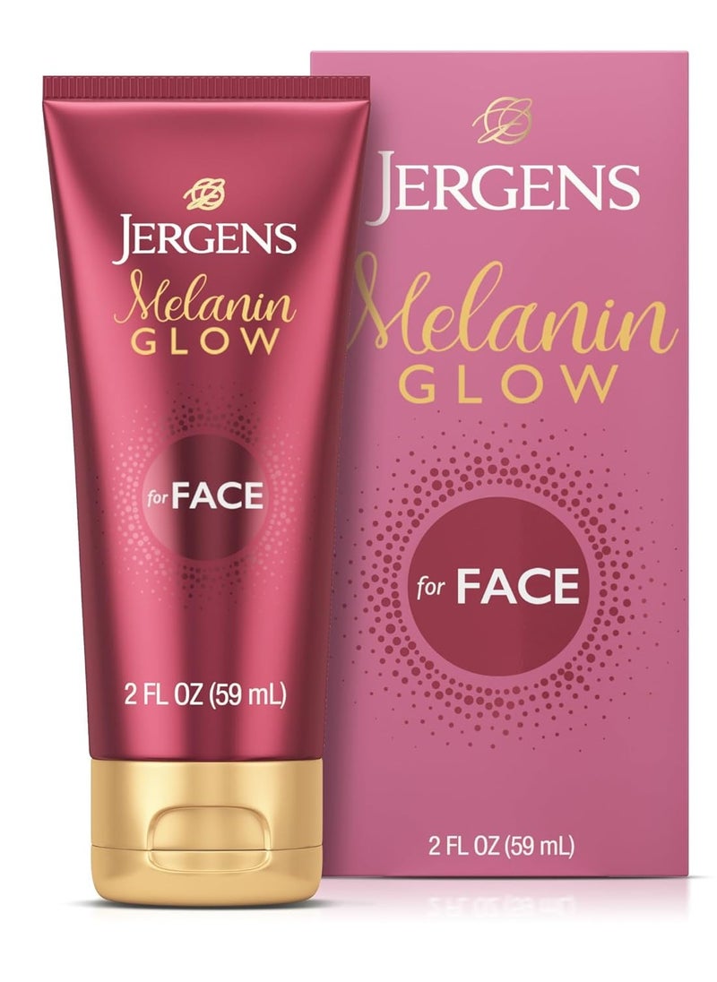 Jergens Melanin Glow Facial Glow Enhancer, Luminizer and Moisturizer with Hyaluronic Acid, Dermatologist-Tested, Non-Comedogenic, 2Oz