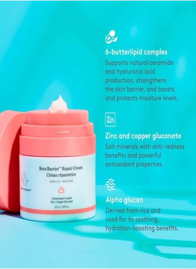 Drunk Elephant Bora Barrier Rich Repair Cream - 6-Butterlipid Complex, Refillable, 50ml