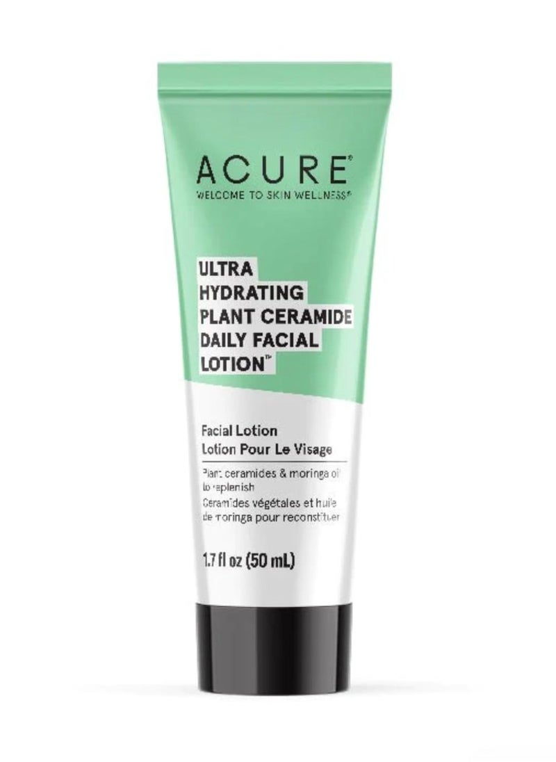 Acure Ultra Hydrating Plant Ceramide Facial Lotion - Morning Face Moisturizer for Deep Hydration, Skin Tone Balance - Made & Extract from Plant Ceramide, Niacinamide & Rice Bran Oil, 1.7 fl oz