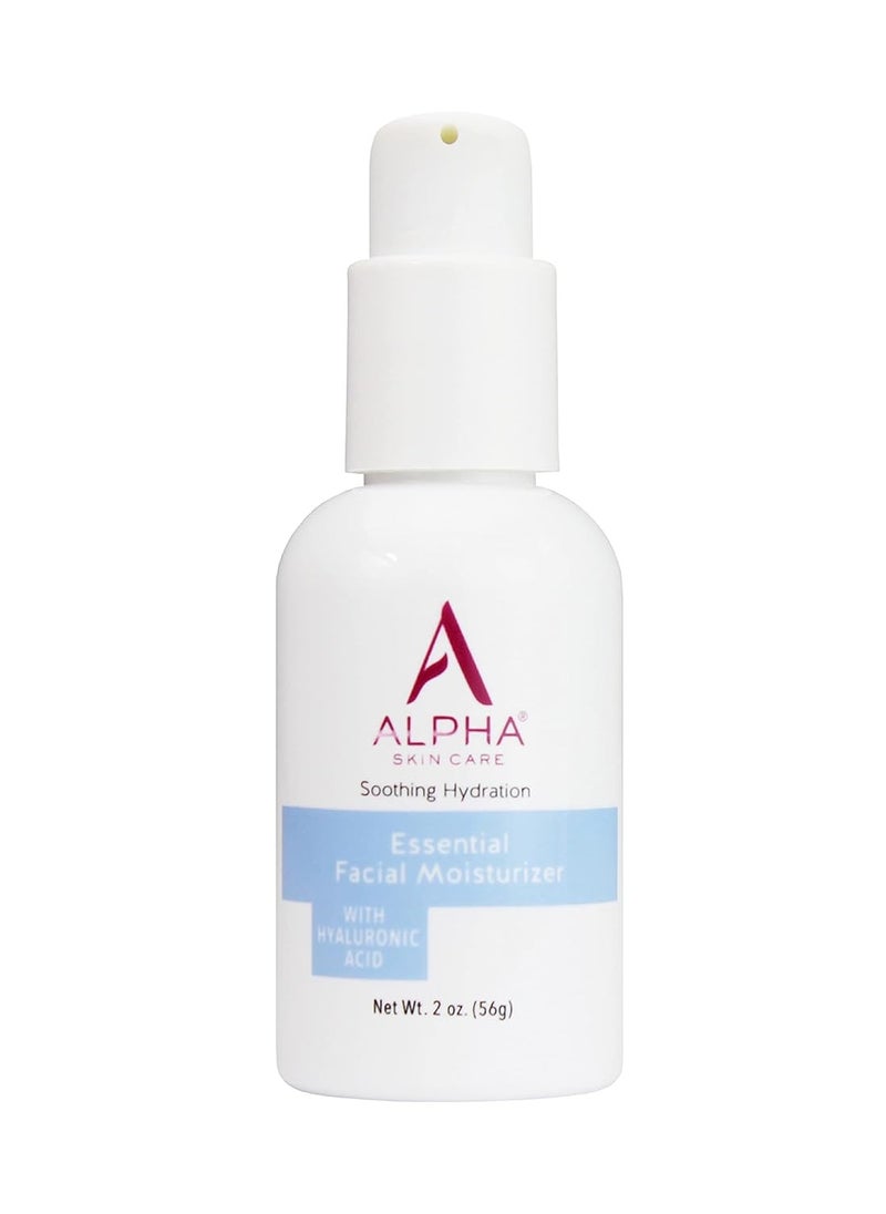 Alpha Skin Care Essential Facial Moisturizer, Hyaluronic Acid, Deep Soothing Hydration, Reduces Lines & Wrinkles, Anti-Aging, Normal to Dry Skin, 2 Oz