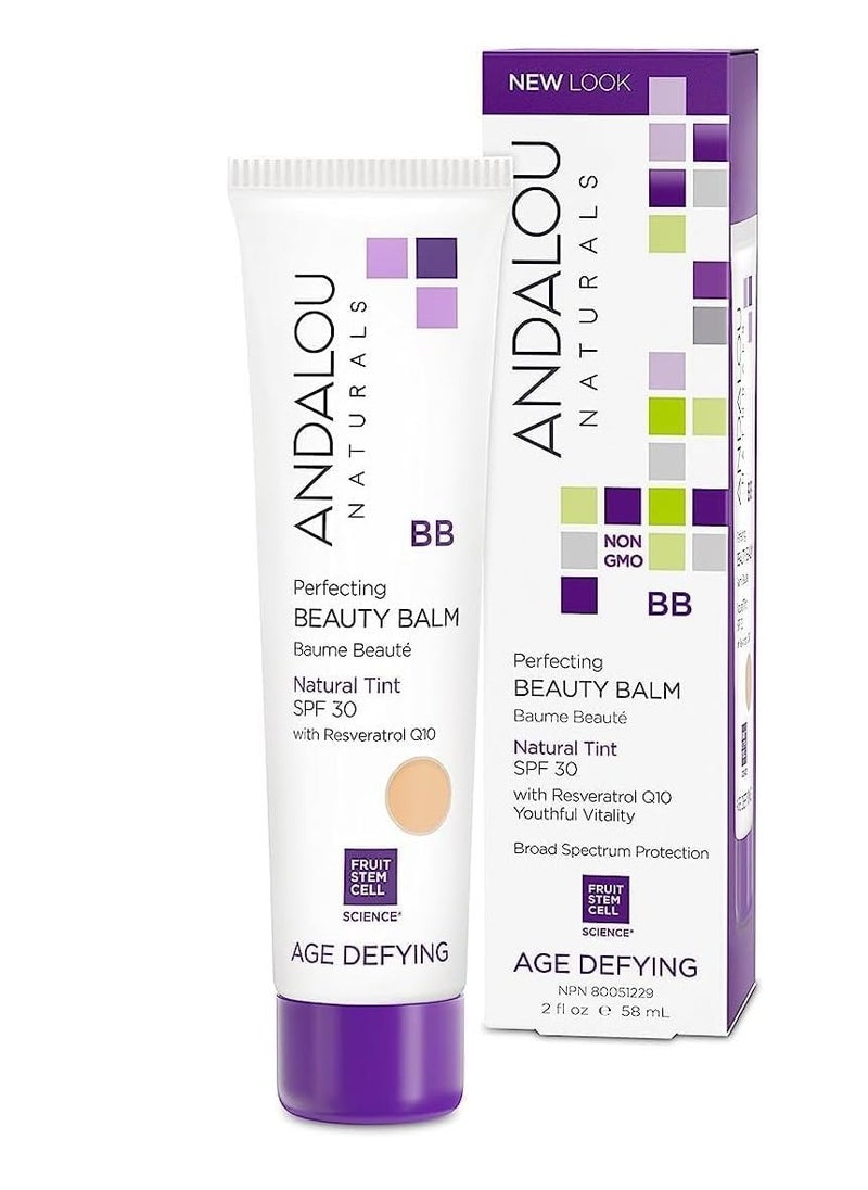 Andalou Naturals Perfecting BB Beauty Balm Natural Tinted Moisturizer with SPF 30, 2-in-1 BB Cream & Face Sunscreen with Broad Spectrum Protection, Mineral Sunscreen with Non-Nano Zinc Oxide, 2 Fl Oz