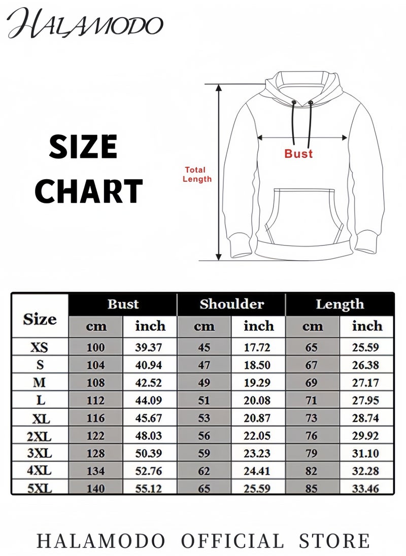 Unisex Hoodies Long-Sleeved Printed Tops Casual Sweatshirts Soft Sportswear Fashion Youth Pullovers with Drawstrings and Large Pockets for Daily Wear