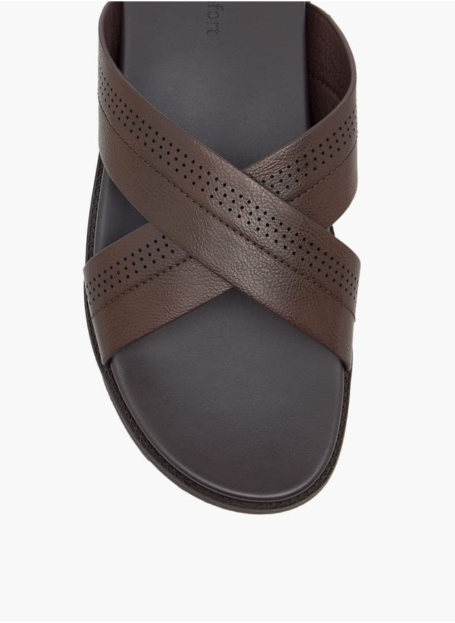 Men's Cross Strap Slip-On Sandals