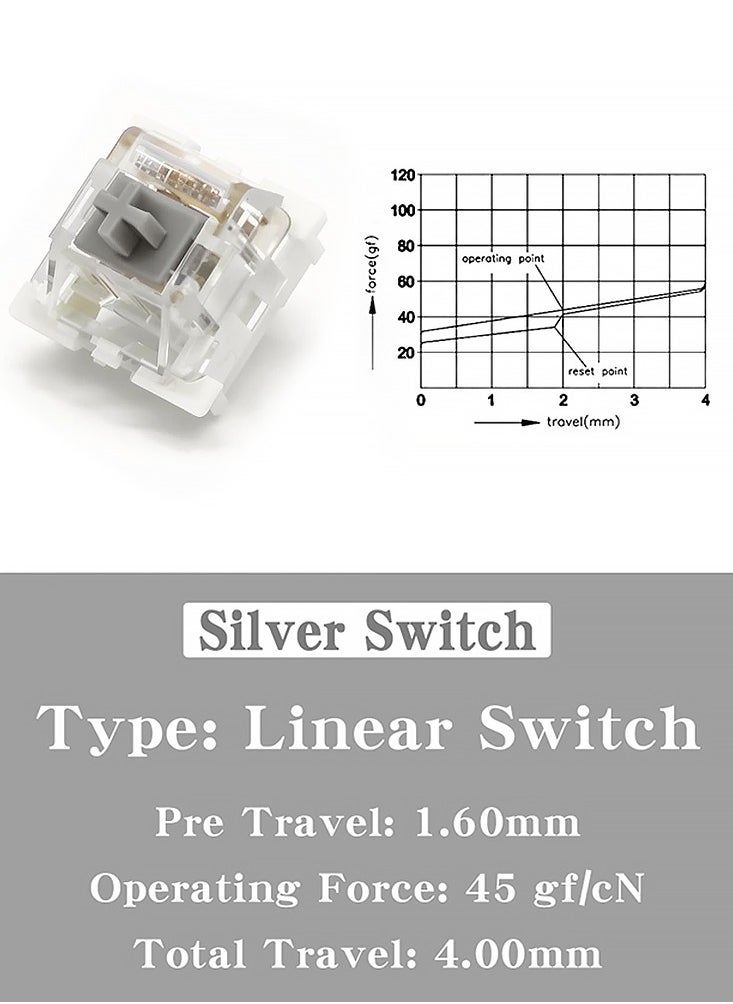 3Pin Linear Keyboard Switches 110Pcs Outemu Switch Mechanical Keyboards Silver Gaming Switch for Keyboard