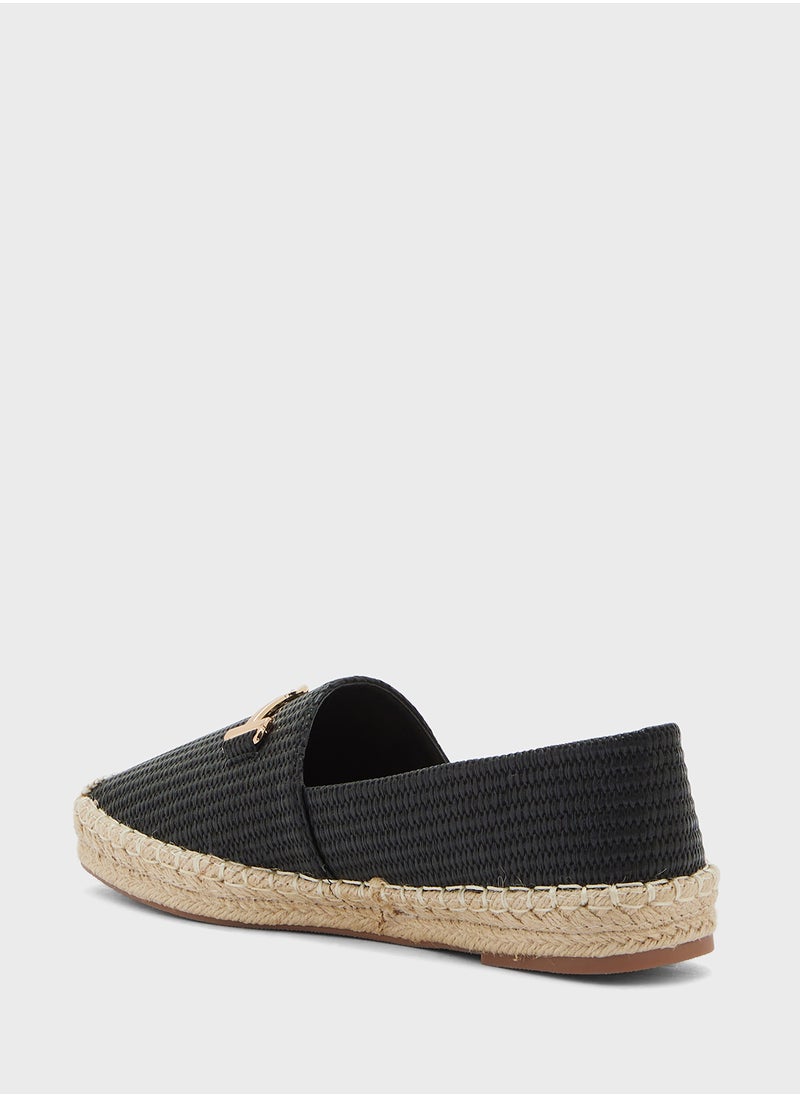Metal Trim Raffia Espadrille