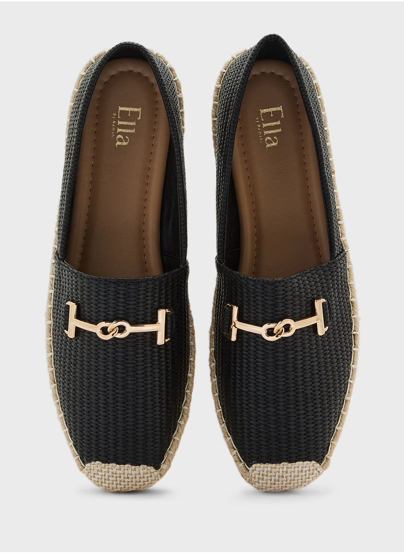 Metal Trim Raffia Espadrille