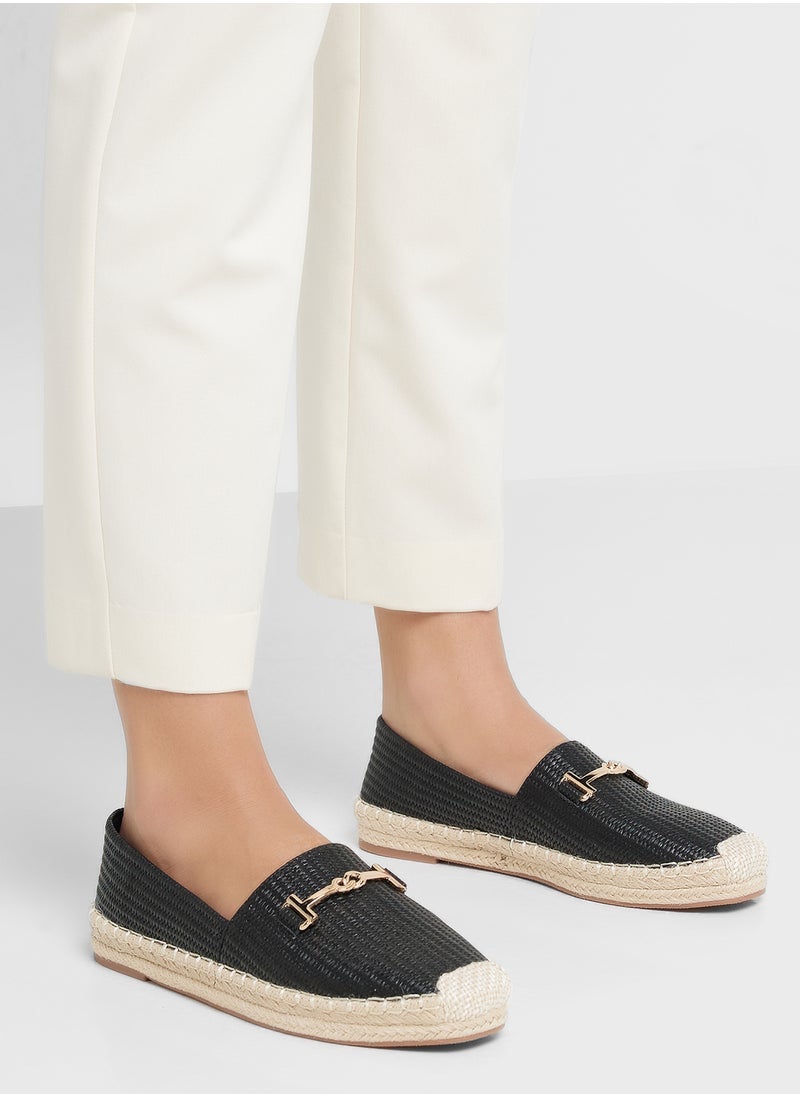 Metal Trim Raffia Espadrille