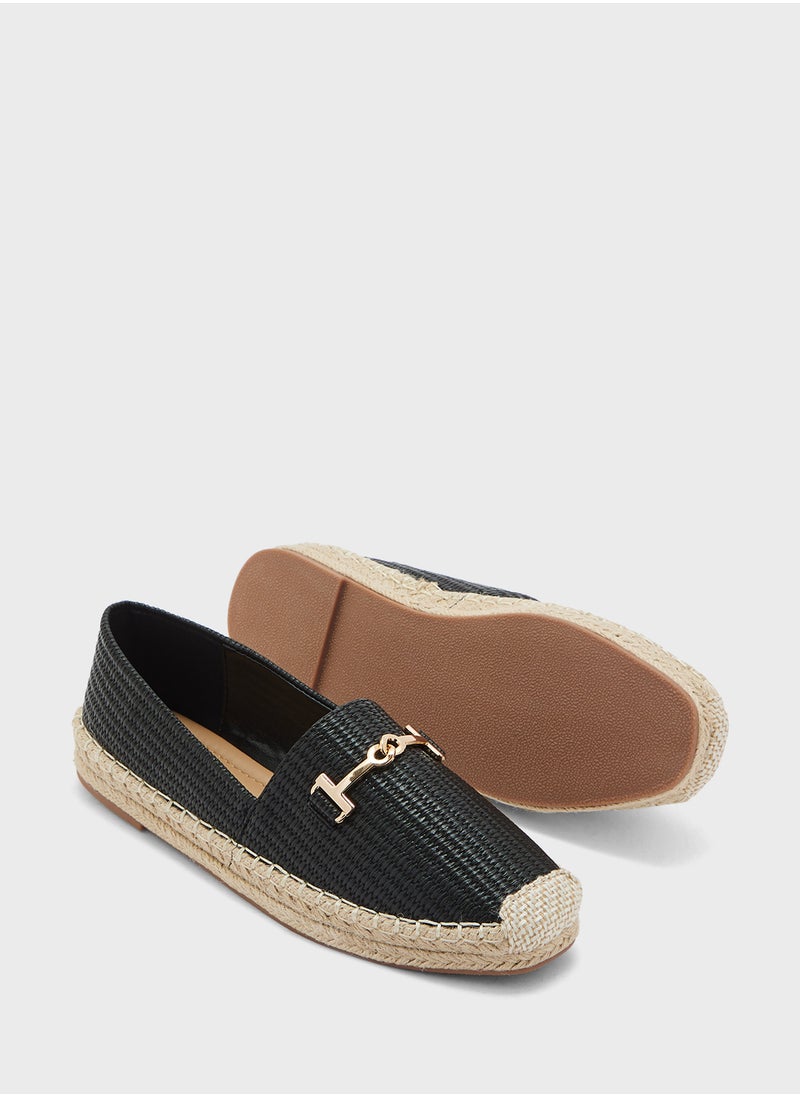 Metal Trim Raffia Espadrille
