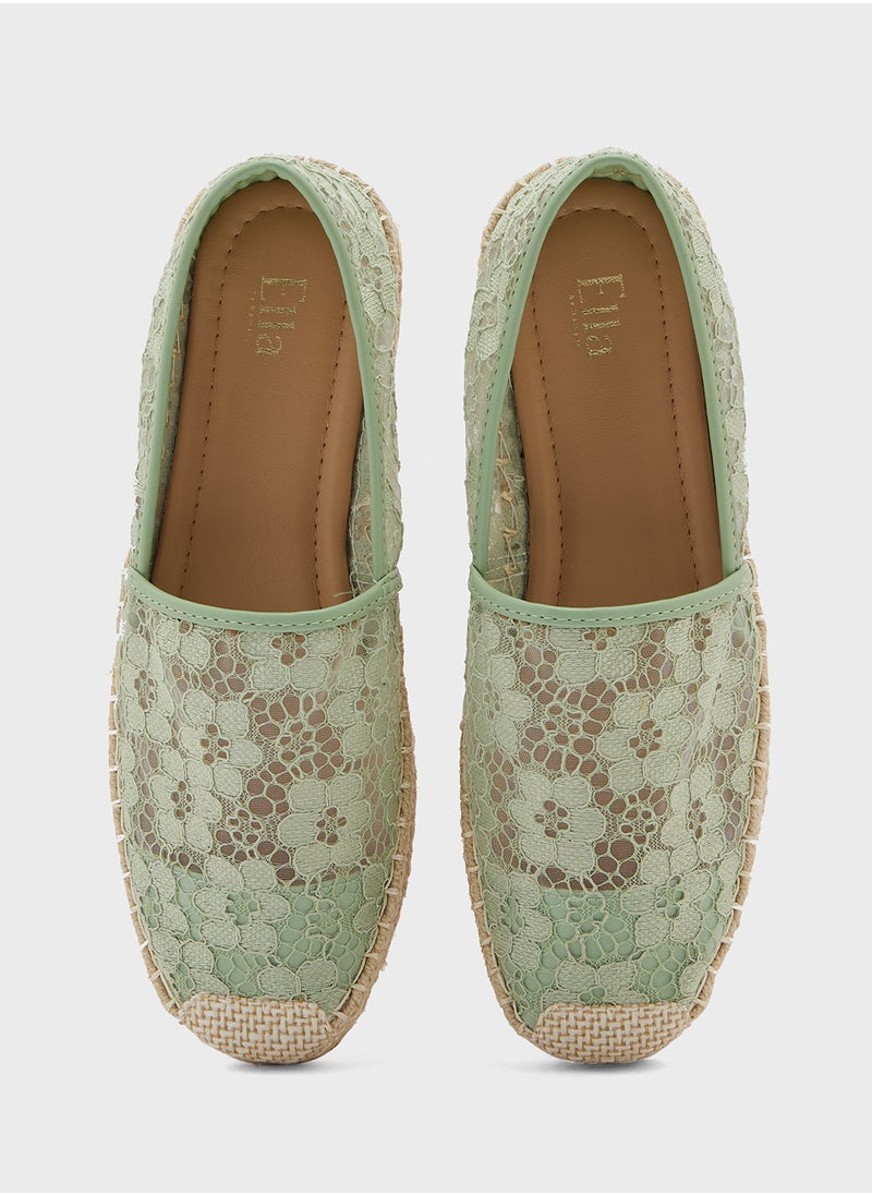 Lace Embroidered Espadrille