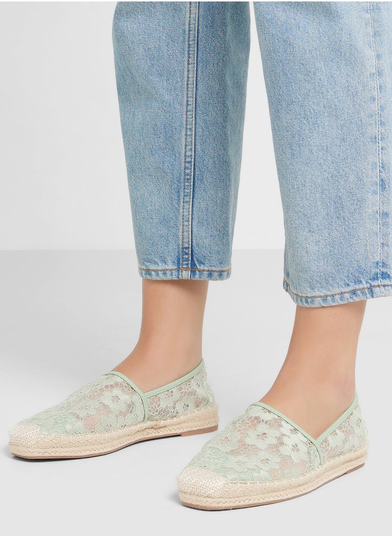 Lace Embroidered Espadrille