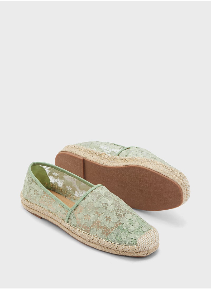 Lace Embroidered Espadrille
