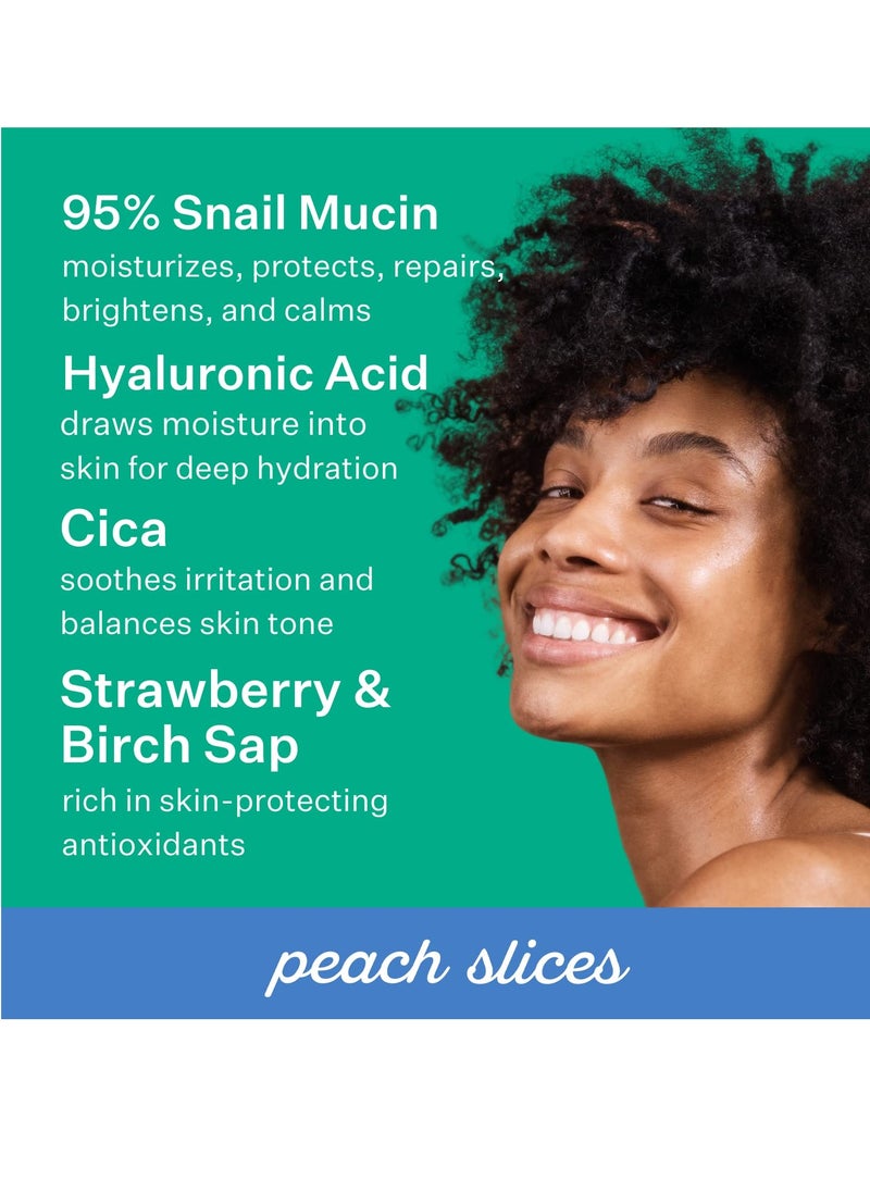 Peach Slices | Snail Rescue All-in-One Oil Free Face Moisturizer | 95% Snail Mucin | Lightweight, Long-Lasting Hydration | Silicone-Free | Face Cream | Skin Care | Clean & Cruelty-Free | 2.82 oz