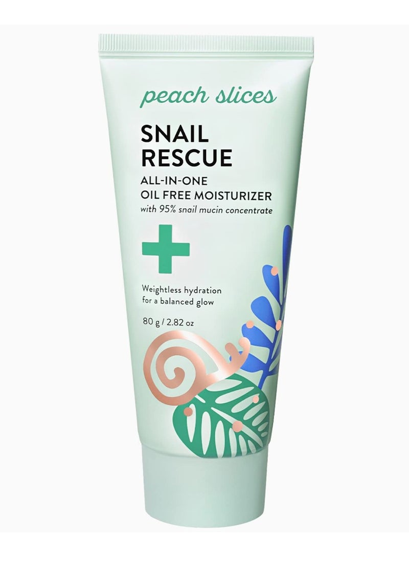 Peach Slices | Snail Rescue All-in-One Oil Free Face Moisturizer | 95% Snail Mucin | Lightweight, Long-Lasting Hydration | Silicone-Free | Face Cream | Skin Care | Clean & Cruelty-Free | 2.82 oz