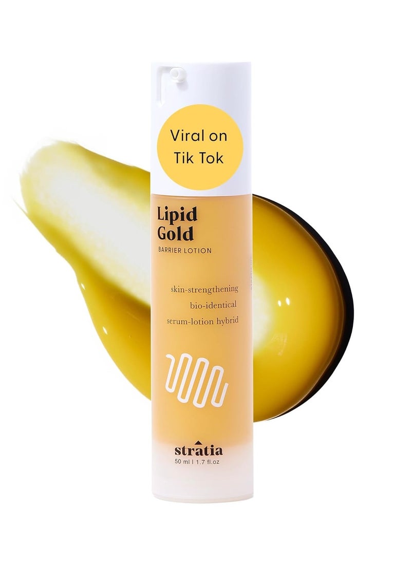 Stratia Lipid Gold Facial Moisturizer – Hydrating Face Serum with Ceramides & Niacinamide for Dry, Sensitive & All Skin Types, Lightweight & Nourishing, 1.7 Fl Oz