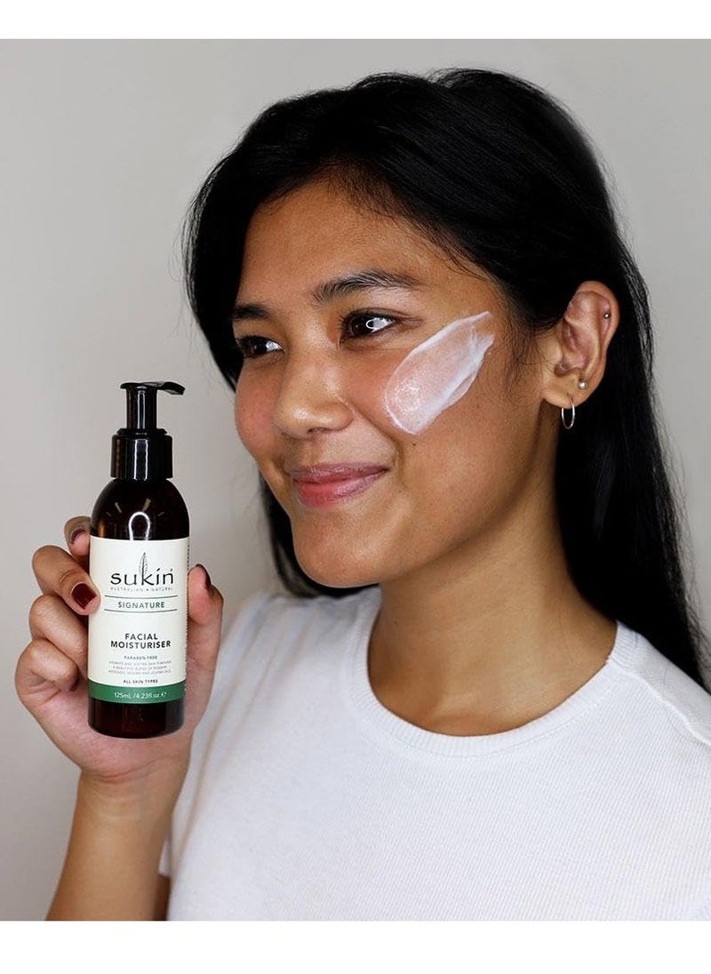 Sukin Facial Moisturizer Pump, Hydrating Face Cream with Wheat Germ and Vitamin E to Deeply Nourish, Soften and Improve Skin Texture, 4.23 Fl Oz