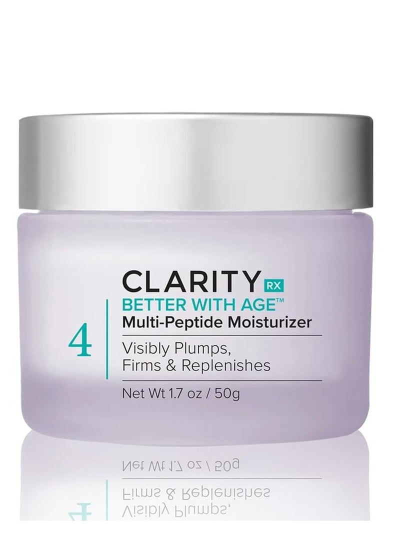 ClarityRx Better With Age Multi-Peptide Anti-Aging Facial Moisturizer, Natural Lifting & Tightening Face Cream, Plant Based, Cruelty Free, Paraben Free (1.7 oz)