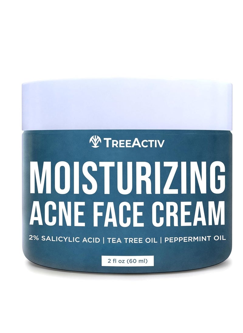 TreeActiv Acne Cream Original Formula, 2 fl oz, 2% Salicylic Acid Face Moisturizer for Oily Skin, Skin Care Acne Formula for Cystic Acne Treatment, Hydrating Face Moisturizer for Acne Prone Skin