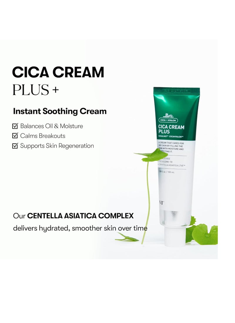 VT COSMETICS Cica Cream Plus, Hydrating & Calming Face Moisturizer with Centella Asiatica, Lightweight Soothing Cream for Acne, Oily, Dry and Sensitive Skin, Korean Skincare for acne prone skin