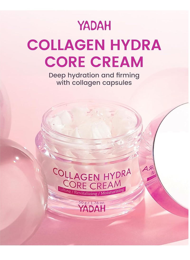 YADAH Collagen Hydra Core Cream (50g) - Hydration, wrinkle care, Firming care. Low Molecular collagen, Hyaluronic acid.