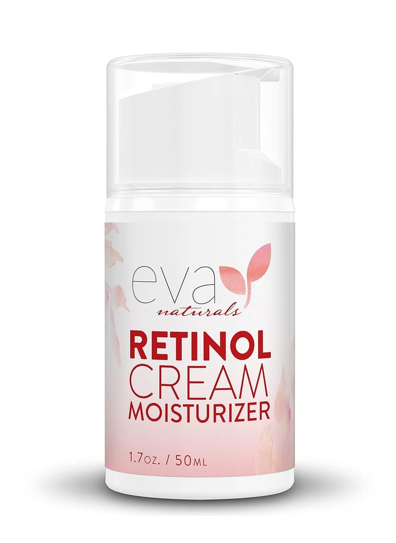 Eva Naturals Anti-Aging Retinol Cream For Face - Anti-Wrinkle Retinol Moisturizer Day & Night Face Cream With Hyaluronic Acid & Vitamin E For Women and Men - Reduce Fine Lines & Dark Spots (1.7 oz)