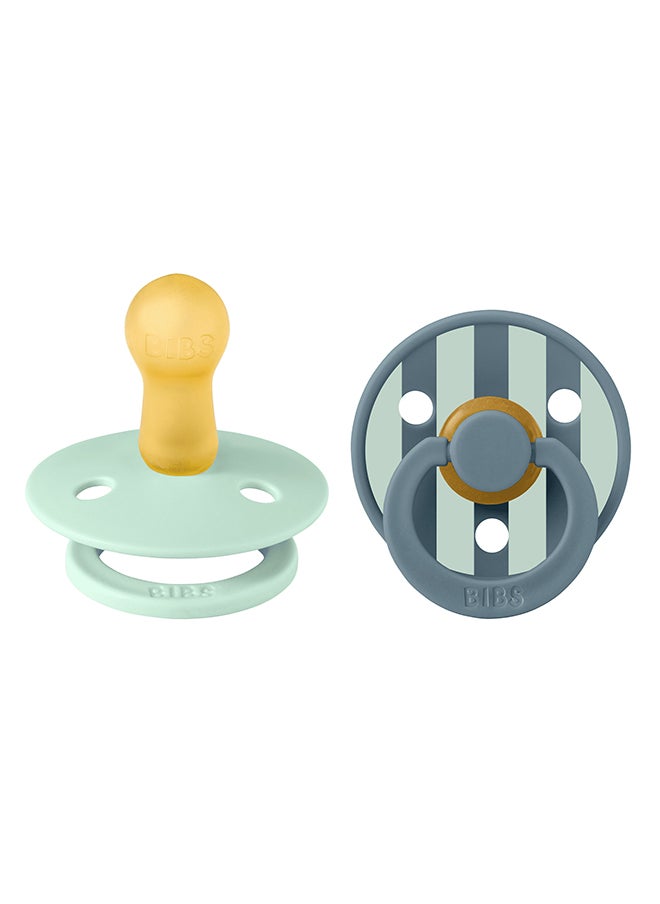 Studio Colour Round Pacifier, 2 Pieces, Latex Size 2, 6 - 18 Months, Nordic Mint Petrol, Baby Pacifier With Soft Latex Nipple, Safe And Durable