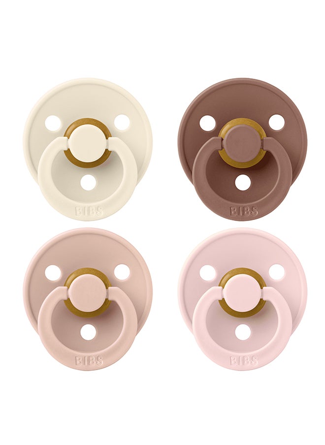 Colour Round Pacifier, 4 Pieces, Latex Size 2, 6 - 18 Months, Ivory Blush Woodchuck, Natural Rubber Pacifier Pack, Bpa - Free And Skin - Friendly