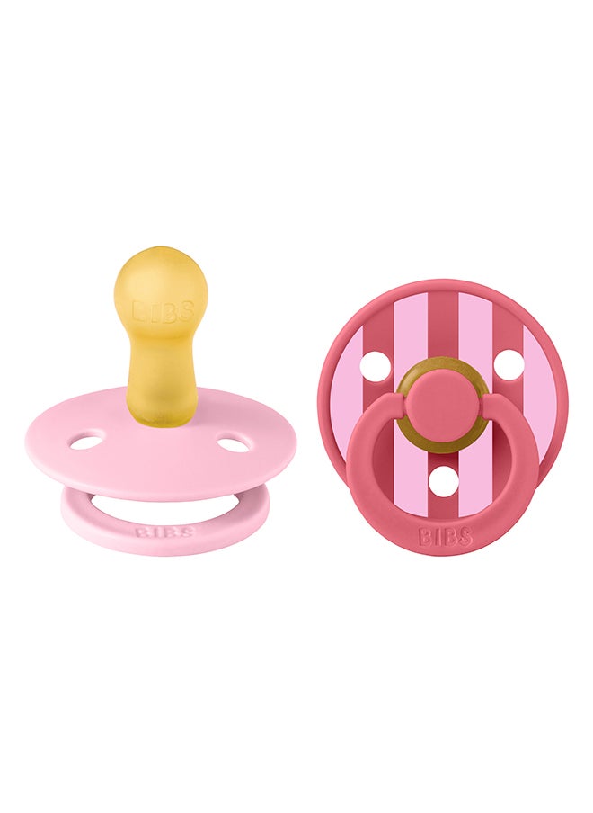 Studio Colour Round Pacifier, 2 Pieces, Latex Size 2, 6 - 18 Months, Baby Pink Coral, Infant Soother With Natural Rubber, Bpa - Free And Gentle