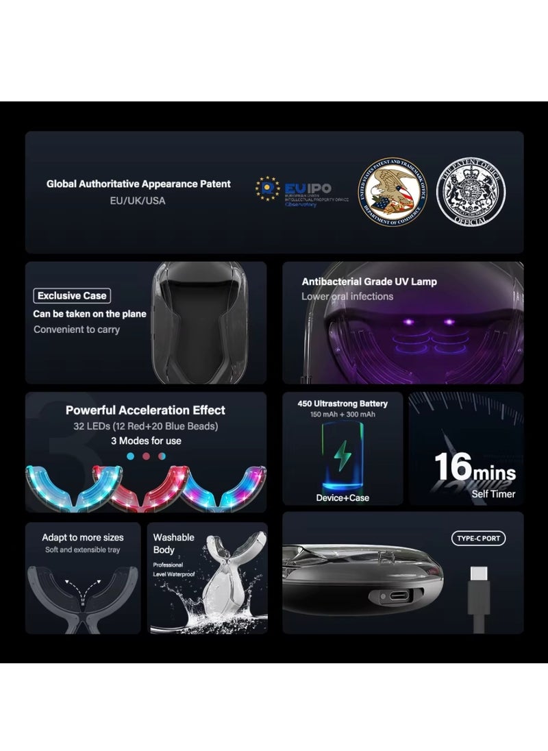 Powerful Teeth Whitening Kit LED Light Teeth Whitening Pen Blue Rechargeable LED Light Effective for Sensitive Teeth Comfortable and Accelerated Teeth Whitening 7Shades Whiter Teeth Whitening Device Kit