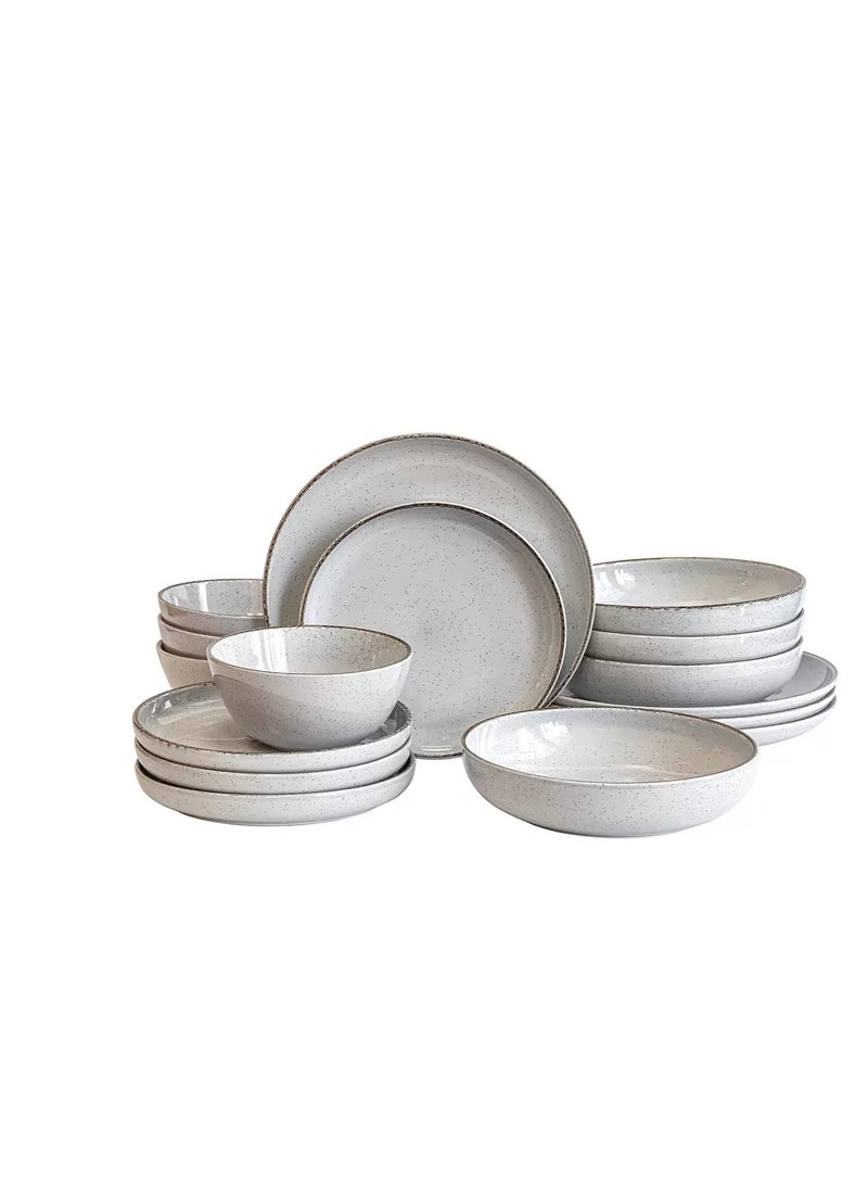 16-Piece Stackable Dinnerware Dish Set - Stoneware Dishes - Includes 4 Dinner Plates, 4 Salad Plates, 4 Cereal Bowls, And 4 Dinner Bowls (Grey , Dinner Set | 16 Pieces)